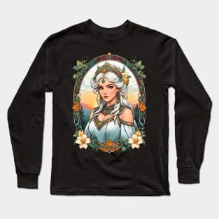 Queen Boudica folklore art retro vintage floral design Long Sleeve T-Shirt